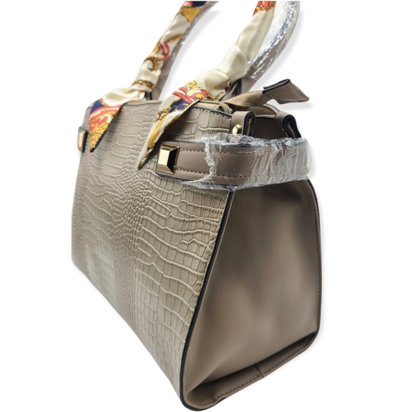 Faux Croc Embossed Satchel Bag - Picture 3 of 5